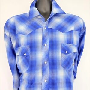 Wrangler Rancher Shirt XXL Plaid Western Pearl Snap Cowboy Rodeo‎ Long Sleeve